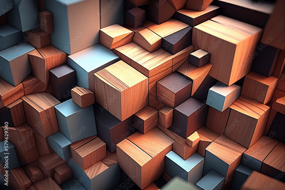 Abstract background with cubes. Generative AI.