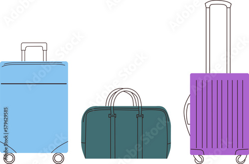 suitcases in doodle style isolated vector