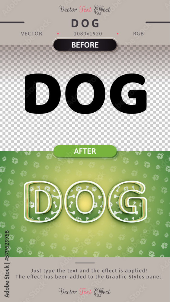 Obraz premium Dog - Editable Text Effect, Font Style