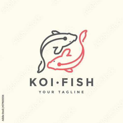 koi fish exotic animal beauty goldfish abstract logo design vector