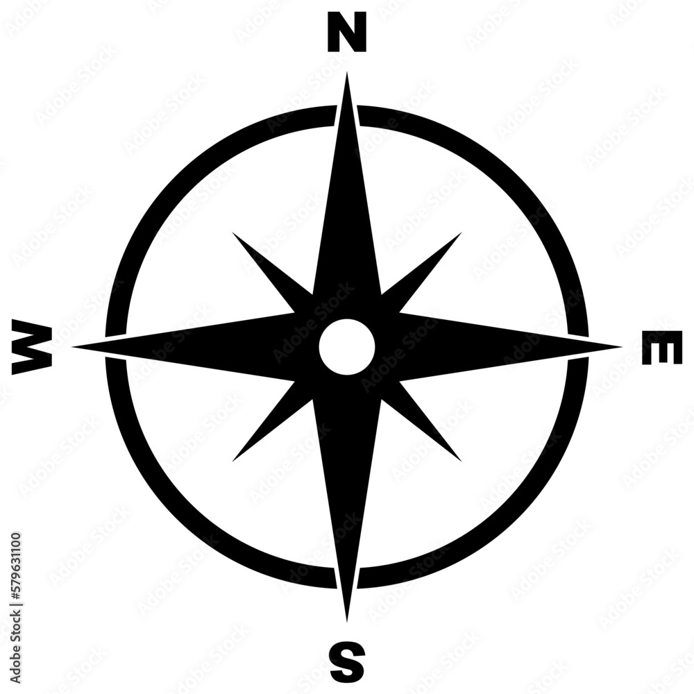 Compass sign, northern star or wind rose compass logo, black color flat icon symbol, vector logo design template object isolated on white background. Compass sign, northern star or wind rose compass logo, black color flat icon symbol, vector logo design template object isolated on white background.