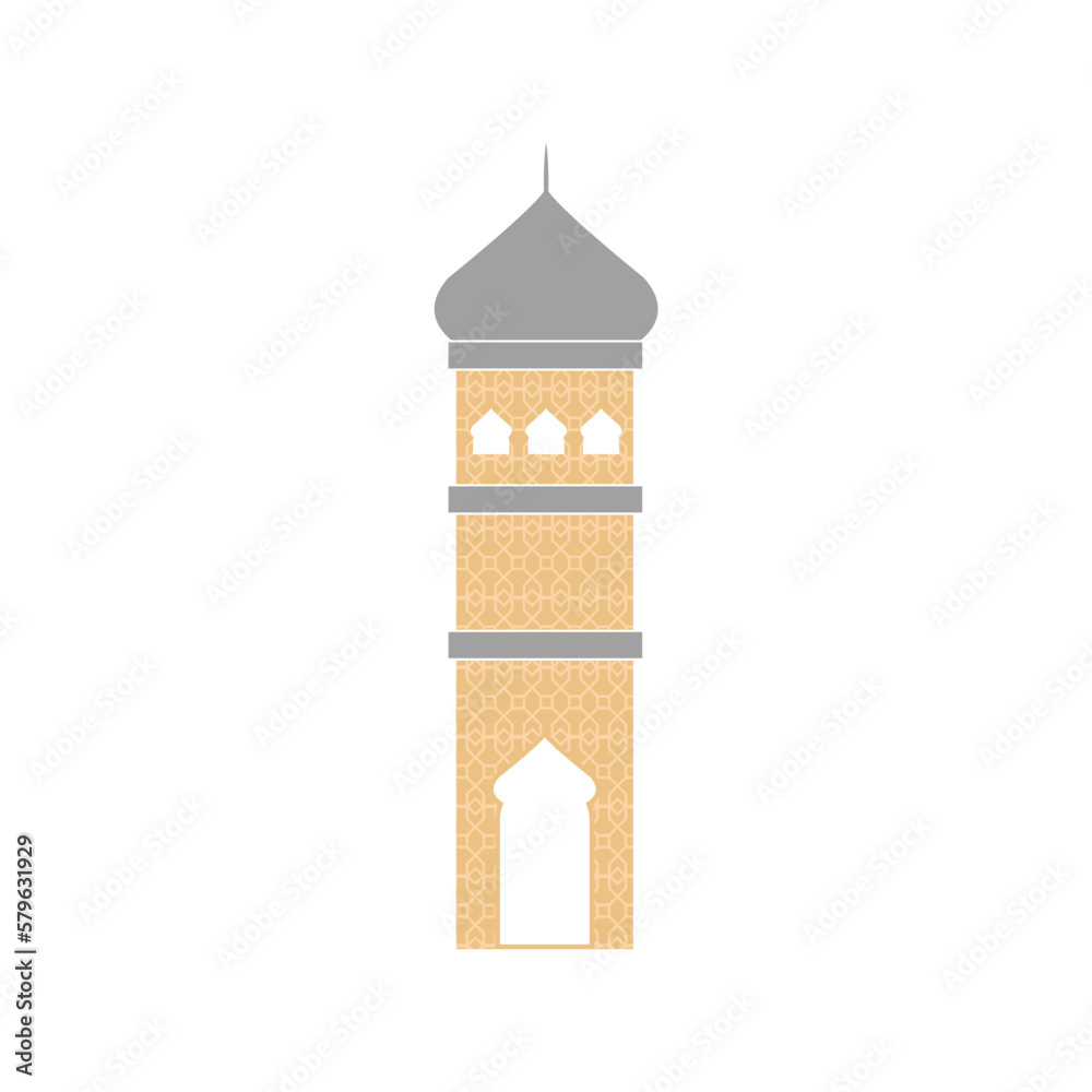 white minaret icon Ramadan and Islamic Eid