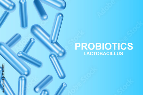 Medicine background. Probiotic background. Probiotics bacteria on blue background. EPS10 vector