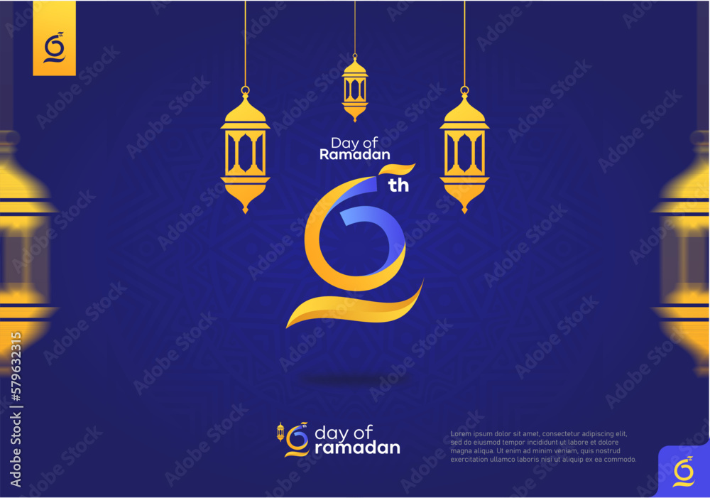 6th day of Ramadan icon and logotype.