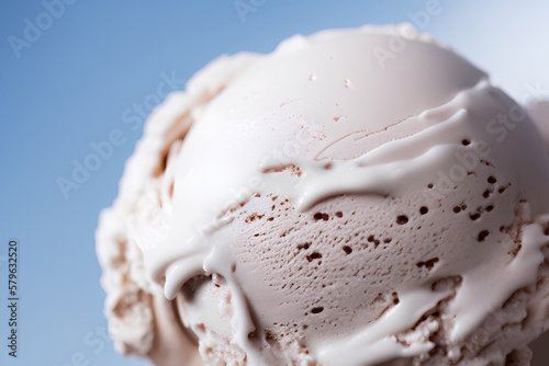 Vanilla ice cream ball close-up. Generative AI