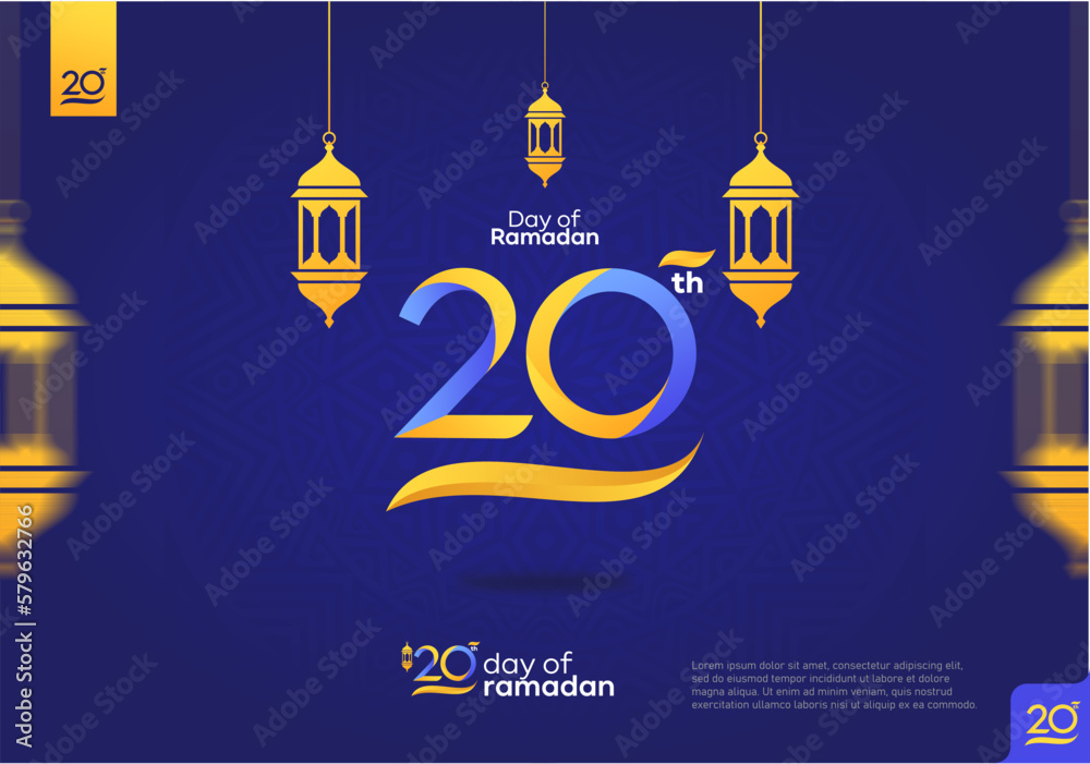 20th day of Ramadan icon and logotype.