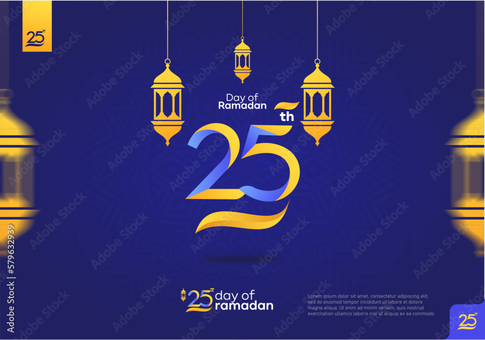 25th day of Ramadan icon and logotype.