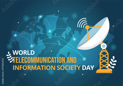 World Telecommunication and Information Society Day on May 17 Illustration with Communications Network Across Earth Globe in Hand Drawn Templates