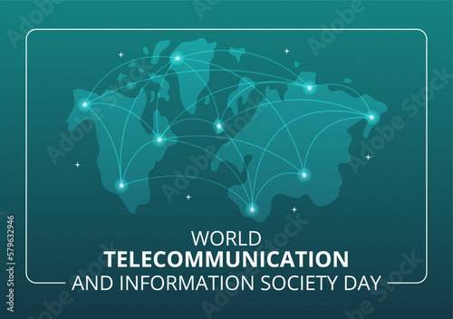 World Telecommunication and Information Society Day on May 17 Illustration with Communications Network Across Earth Globe in Hand Drawn Templates