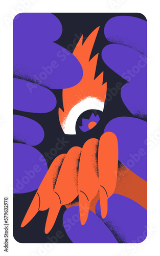 Occult devil, demon, abstract hell symbol, card background. Esoteric supernat...