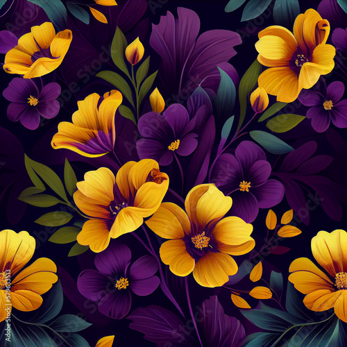Illustration of colorful floral background from flowers of crocuses