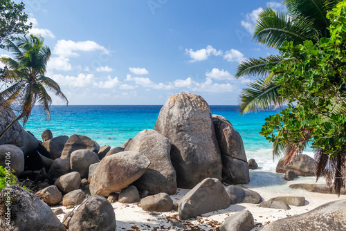 Fototapeta Naklejka Na Ścianę i Meble -  Tropical beach with palm trees