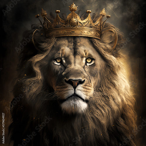 LION WITH CROWN  King   Queen  modern Art  stunning Animal Design  Cute Royal Animal