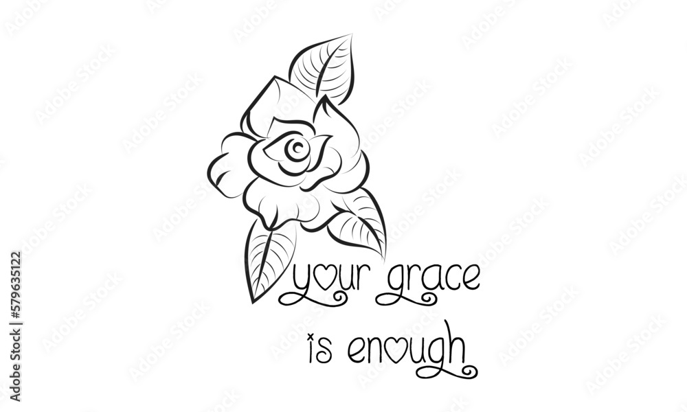 Obraz premium Biblical Phrase with Floral Design. Christian typography for print or use as poster, card, flyer or T shirt 