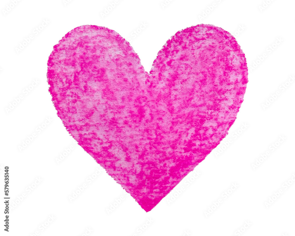 Heart pink pastel chalk, texture grunge, PNG.