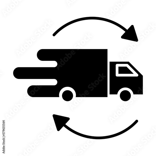 Business icon logo with delivery icon. the delivery icon is depicted with a goods transport truck to make delivery quickly
