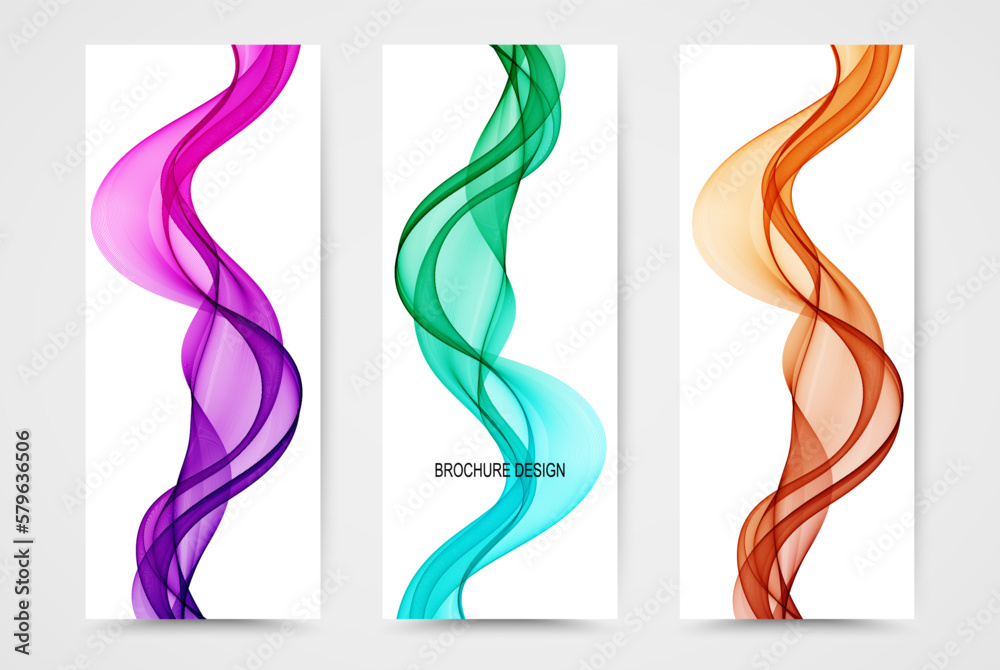 Set of banners with colored vertical waves on a white background, design element Set of banners with colored vertical waves on a white background, design element