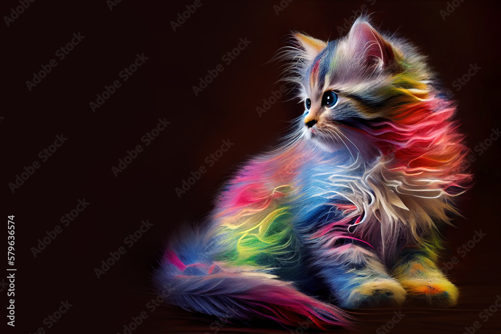 rainbow kitten. Generative Ai