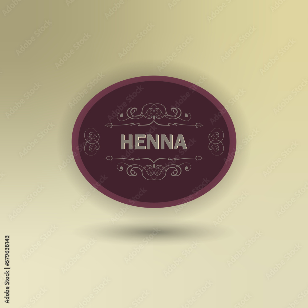 Obraz premium HENNA TEXT LABEL, HENNA STICKER, MEHNDI STICKER, MEHNDI LABEL