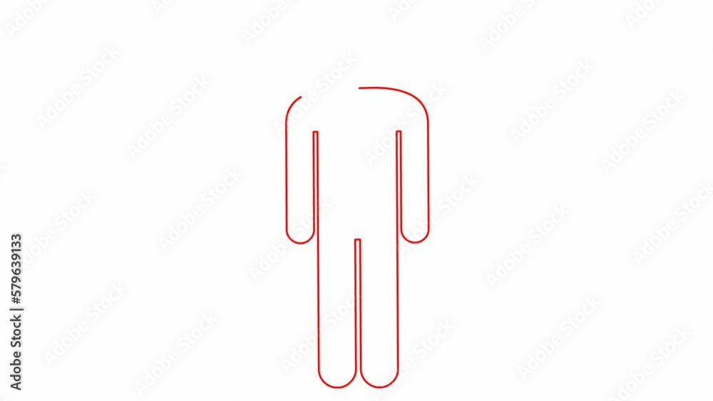 Animated red linear symbol of person is drawn. People icon. Vector illustration isolated on white background. Animated red linear symbol of person is drawn. People icon. Vector illustration isolated on white background.