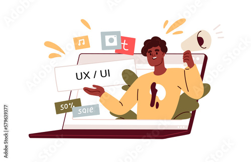 UX UI design development, creative online course. Internet education for web-...