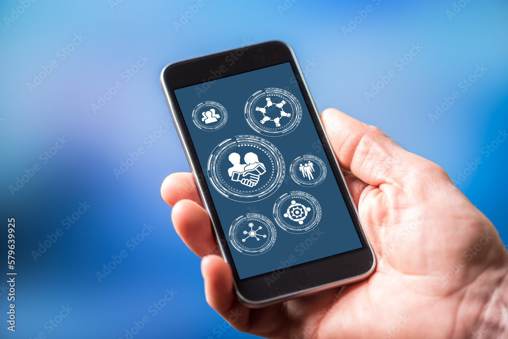 Collaboration concept on a smartphone Collaboration concept on a smartphone