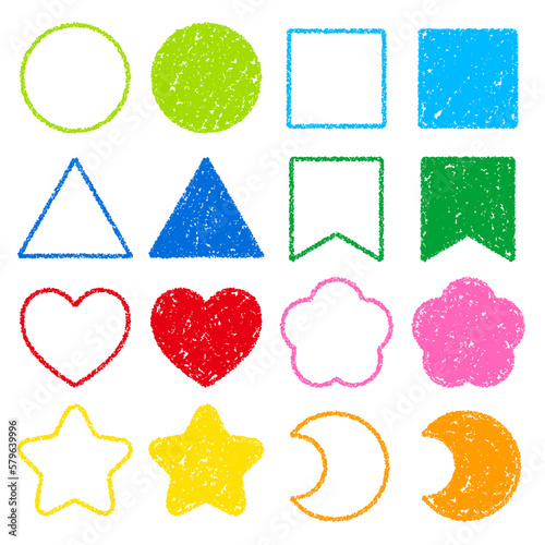 クレヨン素材 いろいろな形の装飾セット