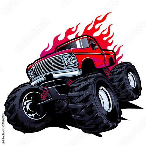 monster truck vector logo design inspiration, Design element for logo, poster, card, banner, emblem, t shirt. Vector illustration