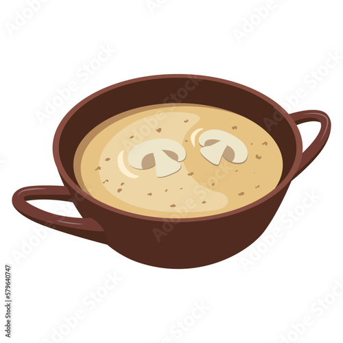 Mushroom soup puree. Mushroom puree soup. Vector illustration