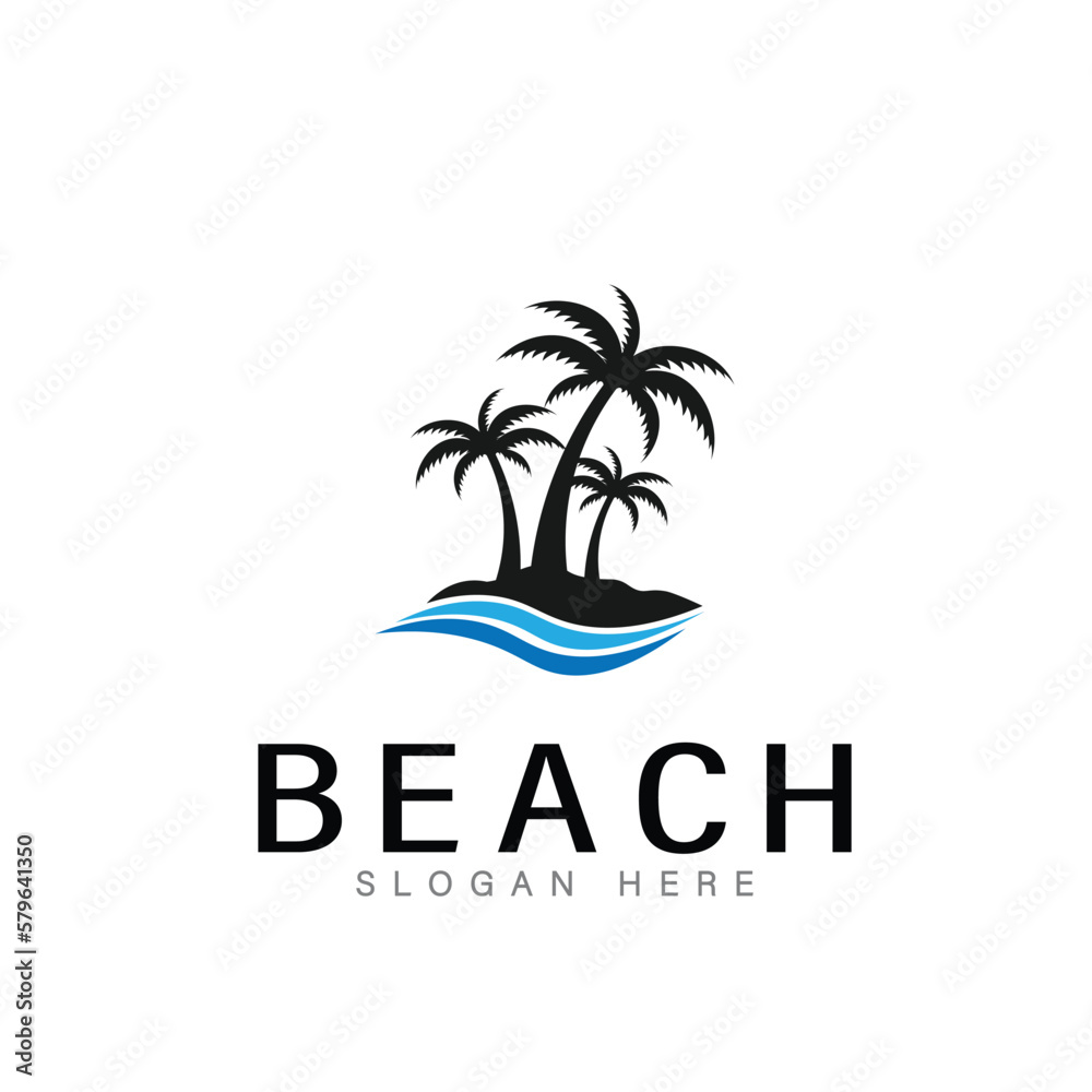 beach summer logo vector illustration