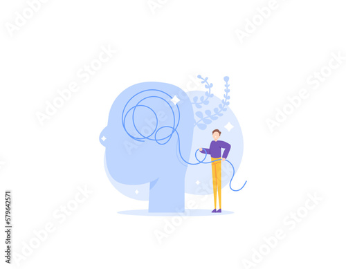 mental health. straightening out the problem. solve the mental health problem. a male psychologist is treating the mental health's patient. Psychotherapy. illustration concept design. vector elements