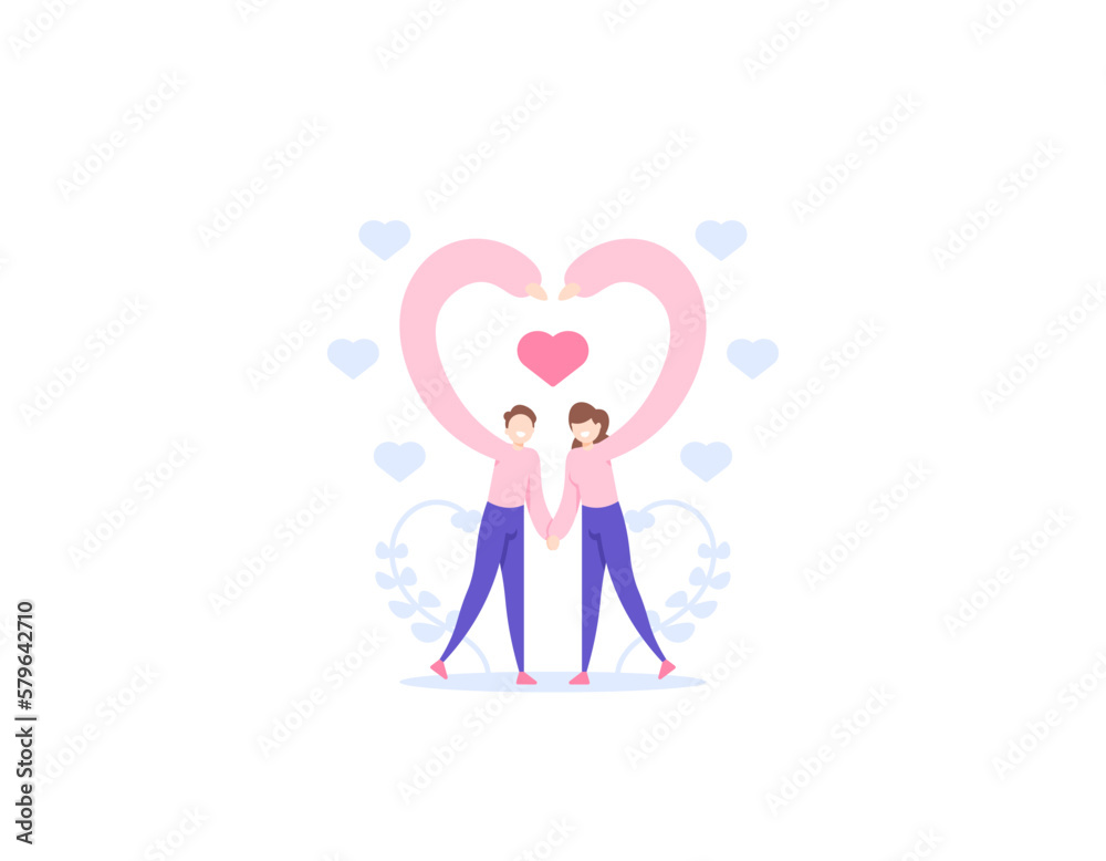 a couple that is celebrating an anniversary. a boyfriend and a girlfriend doing a pose together and making a love symbol by combining their hands. celebrate valentine's day. happy valentines. romantic a couple that is celebrating an anniversary. a boyfriend and a girlfriend doing a pose together and making a love symbol by combining their hands. celebrate valentine's day. happy valentines. romantic