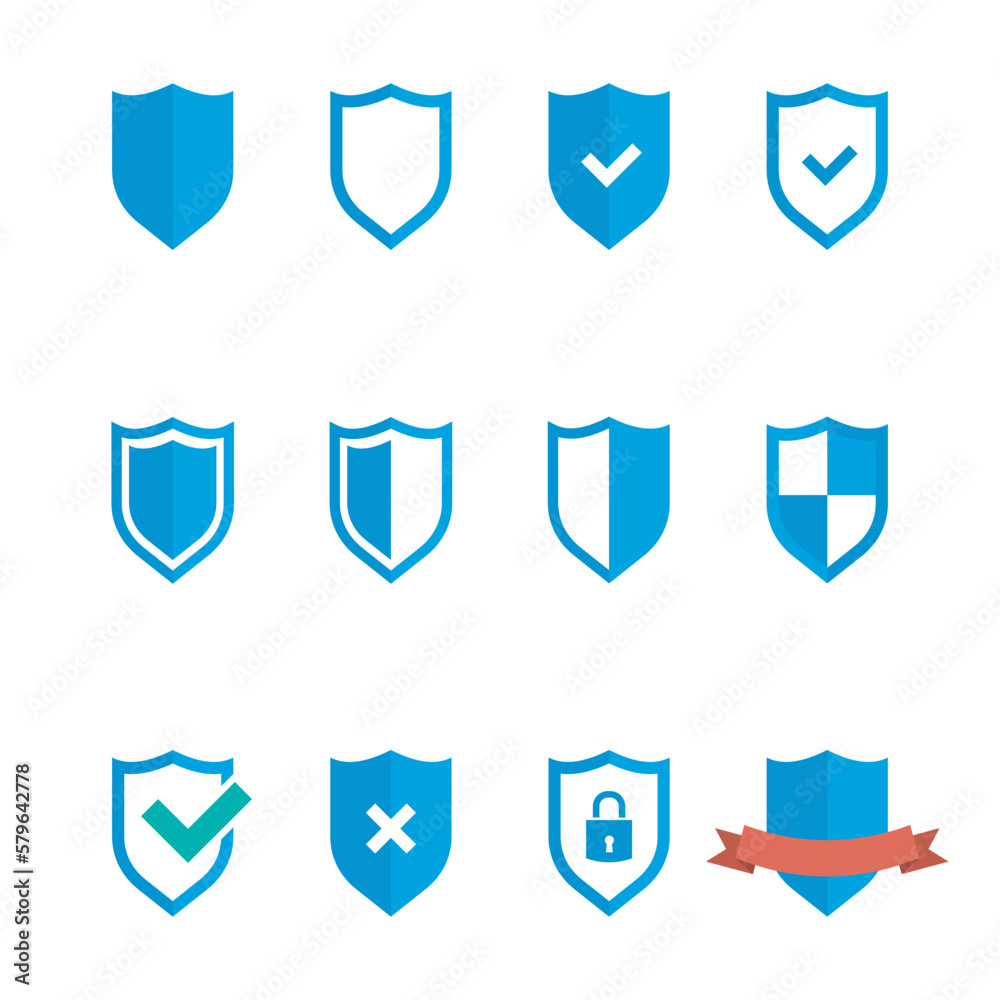 set of vector shields in flat style, shield icons vector illustration set of vector shields in flat style, shield icons vector illustration
