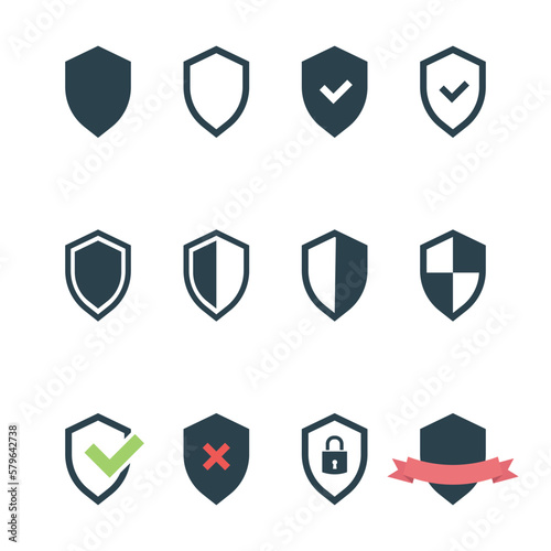 shield symbols in flat style for web design  shield icon set