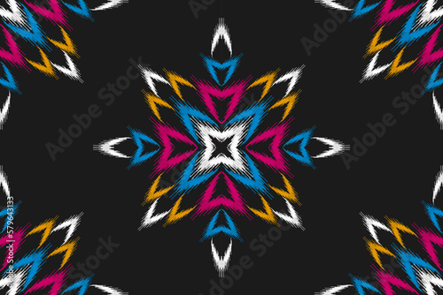 Mandala flower pattern background. Geometric ethnic ikat oriental seamless pattern traditional. Design for wallpaper, illustration, fabric, clothing, carpet, textile, batik, embroidery.