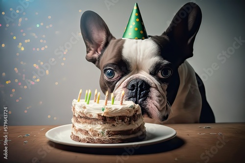 Homemade Dog Cake - Birthday Celebration. Photo generative AI photo