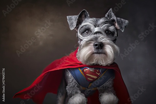Superhero dog with a red cape - copy space. Photo generative AI © pixardi