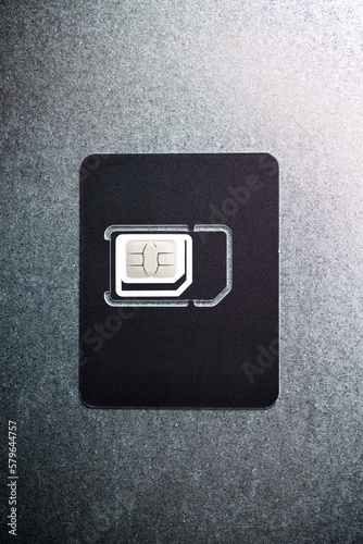 Overhead view of SIM card on table