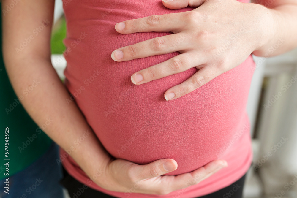 custom made wallpaper toronto digitalMidsection of pregnant woman touching belly while standing in porch
