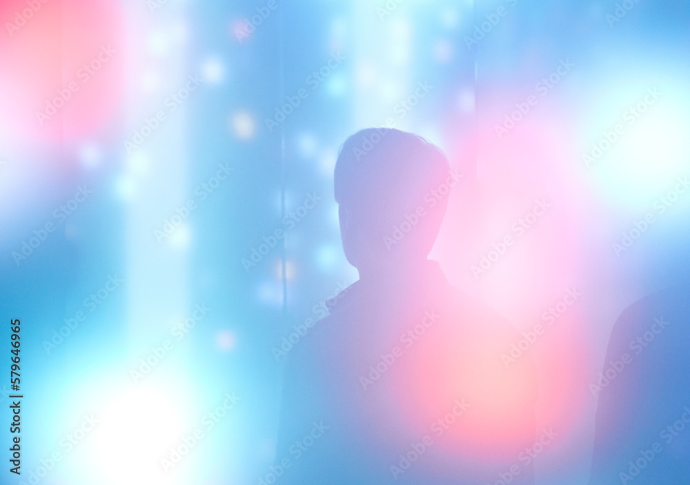Silhouette of Man in Colorful Abstract Setting