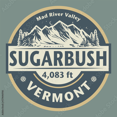 Abstract stamp or emblem with the Sugarbush, Vermont, vector illustration