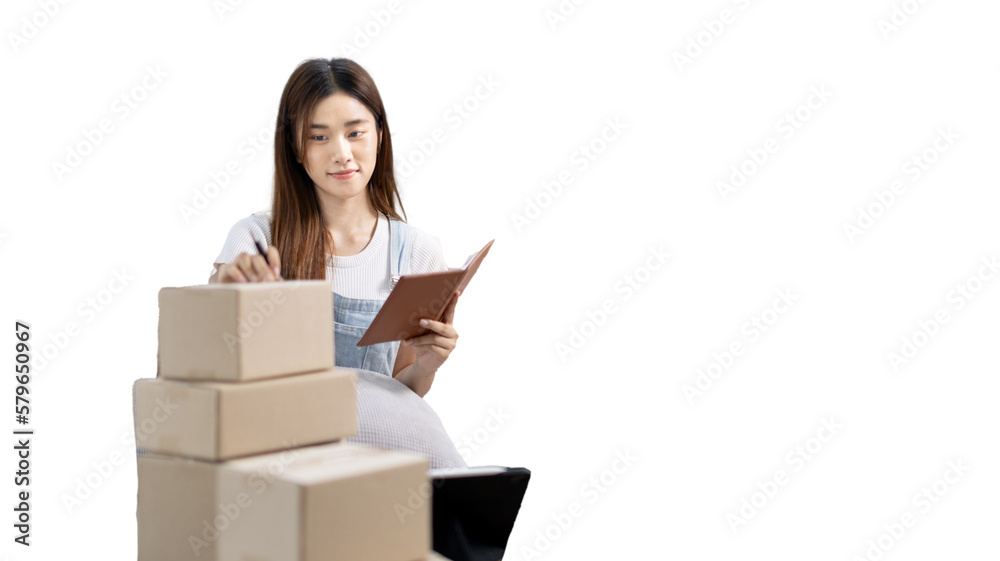 Online selling business, Small business owners are checking inventory in order to prepare them for proper delivery to customers, Online shopping SME entrepreneur, Delivery of goods to consumers. Online selling business, Small business owners are checking inventory in order to prepare them for proper delivery to customers, Online shopping SME entrepreneur, Delivery of goods to consumers.