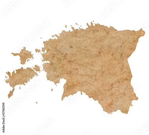 map of Estonia on old brown grunge paper