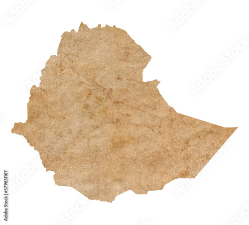 map of Ethiopia on old brown grunge paper
