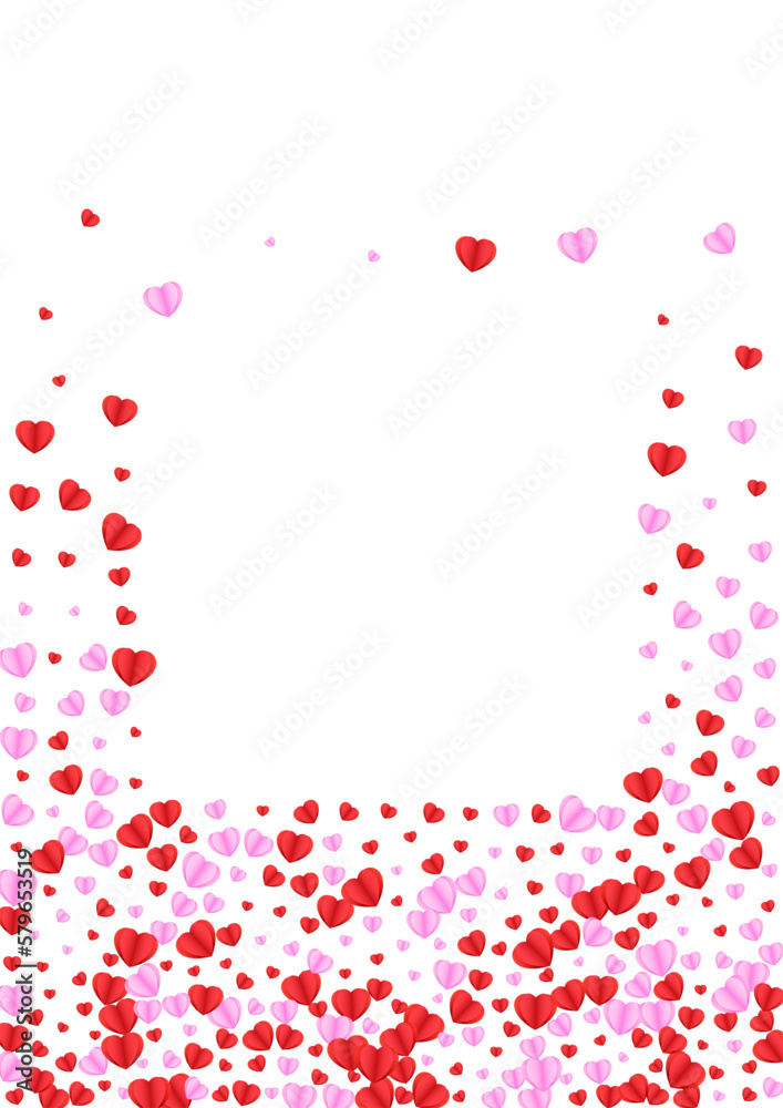 Violet Heart Background White Vector. Valentine Frame Confetti. Red Blank Backdrop. Fond Confetti Sweetheart Texture. Pink Card Illustration.