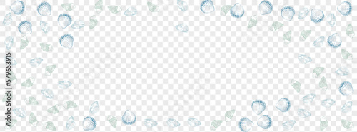 Orange Shellfish Background Transparent Vector. Oyster Maritime Design. Whimsical Graphic. Navy Scallop Cartoon Set. Ultramarine Snail.