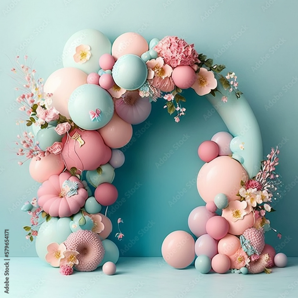 Balloon Digital Backgrounds, Easter digital backdrop, Spring Backdrop