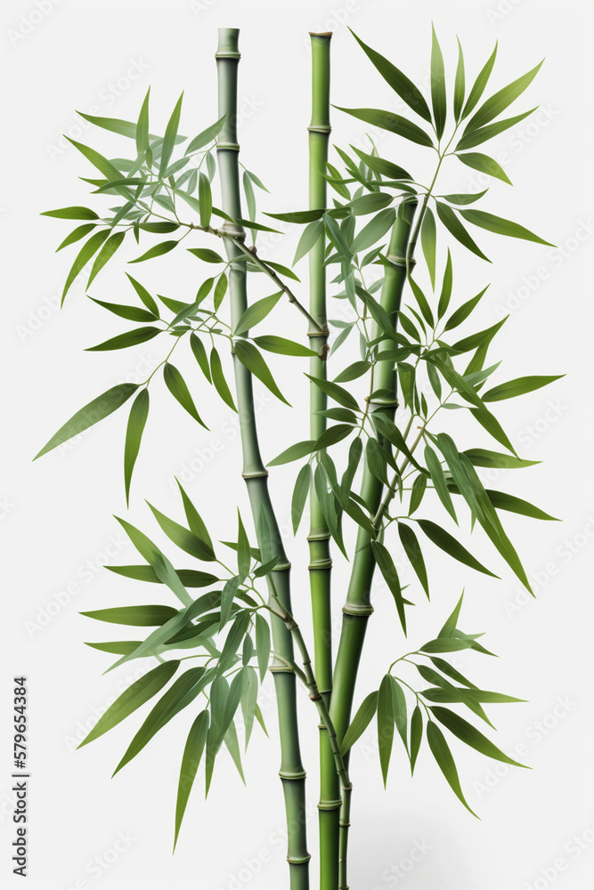 Fototapeta premium Isolated Bamboo Plant on White Background: A Symbol of Purity, Strength, and Flexibility