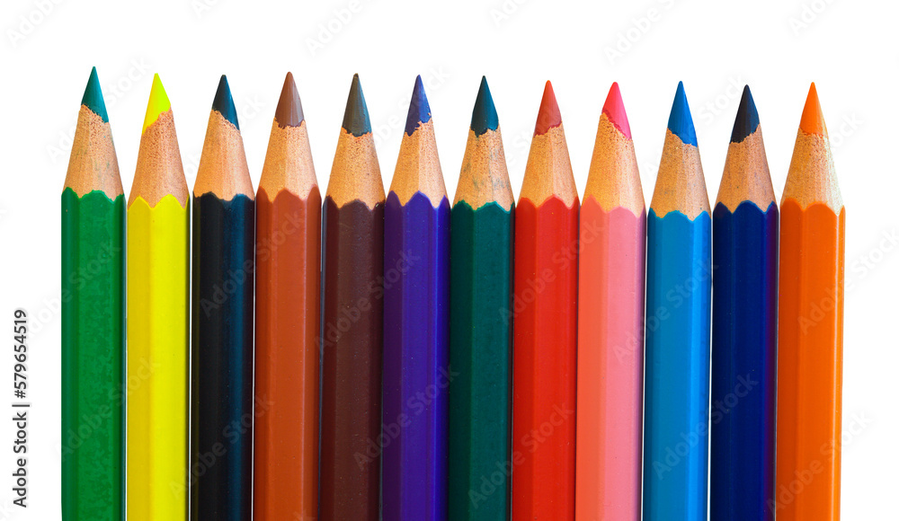 Pencils in various colors isolated on transparent white background Pencils in various colors isolated on transparent white background