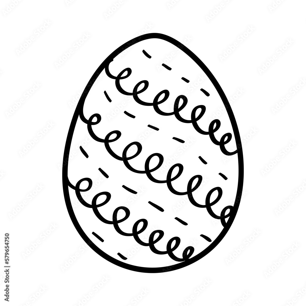 Hand drawn doodle icon of Easter egg with cute small decorations Hand drawn doodle icon of Easter egg with cute small decorations